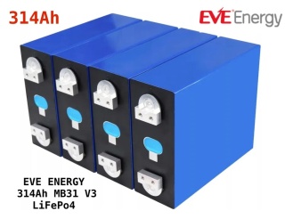4 szt. 8000 cykli ogniwo bateryjne marki EVE 314Ah MB31 V3 LiFePO4