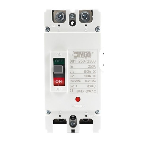Wyłącznik MCCB 2P 250A DC 1000V Solar PV zabezpieczenie instalacji (bez obudowy)