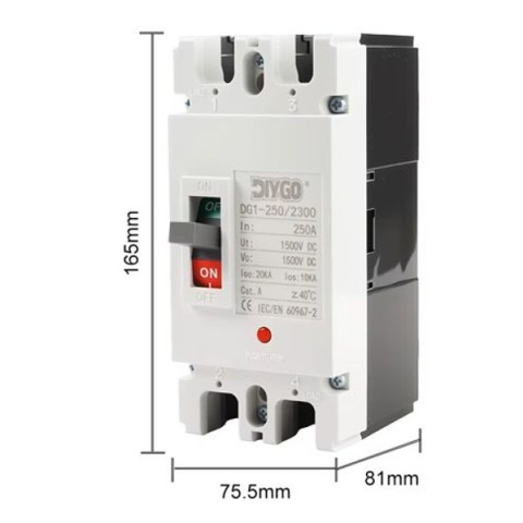 Wyłącznik MCCB 2P 250A DC 1000V Solar PV zabezpieczenie instalacji (bez obudowy)