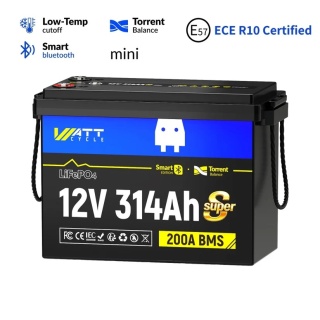 314Ah WattCycle SUPER 12V 314Ah MINI 200A BMS z Bluetooth (SMART)
