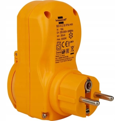 Adapter Brennenstuhl IP54 BDI-A 2 30 - 1290660 wtyczka gniazdo z RCD