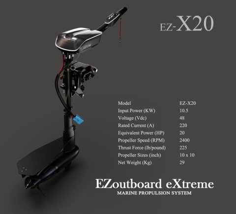 EZoutboard X20 (X20) Silnik Zaburtowy Elektryczny 48V do Łodzi i Pontonów