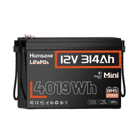 314Ah Humsienk 12V 314hAh MINI 200A BMS i z Bluetooth (SMART)